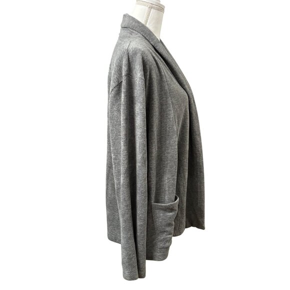 Gray Open Front Cardigan Sweater With Pockets Comfortable Loungewear Womens L - Picture 4 of 9